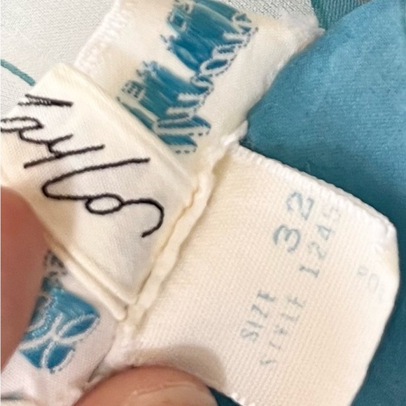 Vintage Eve Stillman Maxi Dress Sheer Blue White Floral Print V Neck Size Small - Picture 14 of 15